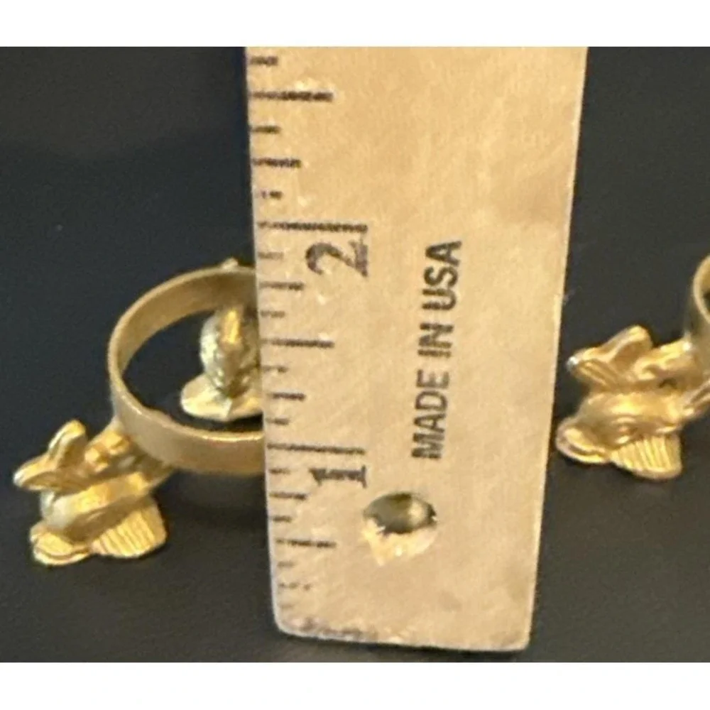 Vintage Gold Tone Brass Decorative Koi Fish Design Egg Stand Set Of 2